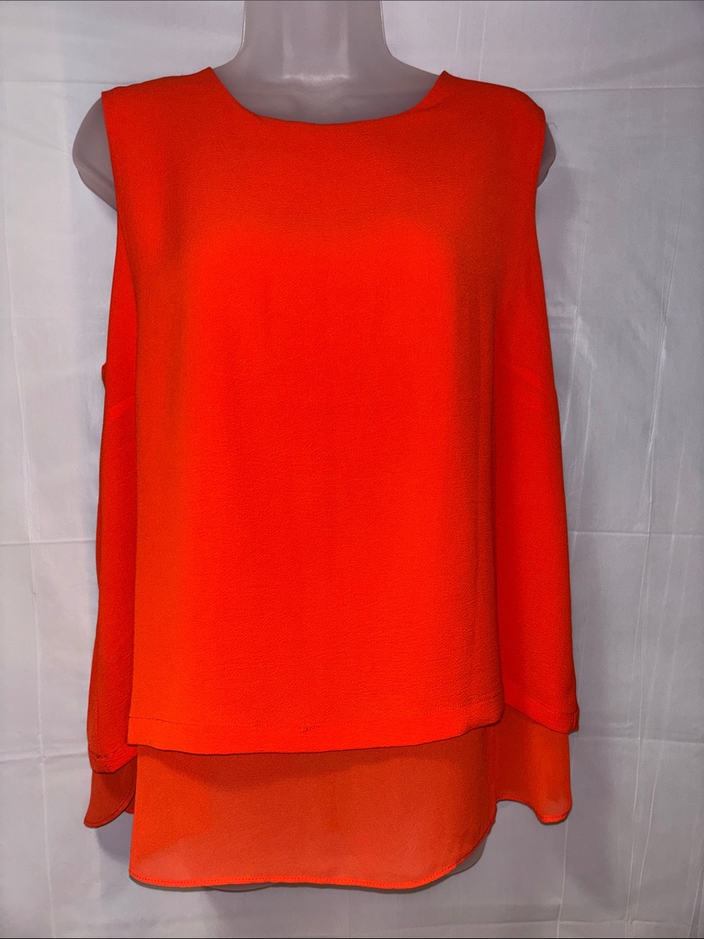 Rose & Olive Sleeveless Layered Tunic in Bright Orange